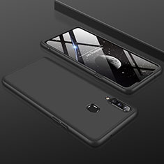 Samsung Galaxy A20s用ハードケース プラスチック 質感もマット 前面と背面 360度 フルカバー M01 サムスン ブラック