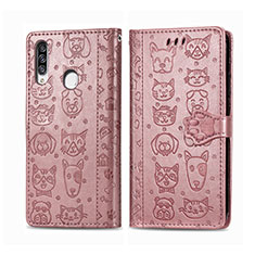 Samsung Galaxy A20s用手帳型 レザーケース スタンド パターン カバー S03D サムスン ピンク