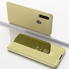 Samsung Galaxy A20s用手帳型 レザーケース スタンド 鏡面 カバー ZL1 サムスン ゴールド