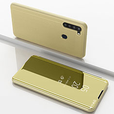 Samsung Galaxy A21用手帳型 レザーケース スタンド 鏡面 カバー ZL1 サムスン ゴールド
