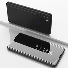 Samsung Galaxy A21用手帳型 レザーケース スタンド 鏡面 カバー ZL1 サムスン ブラック
