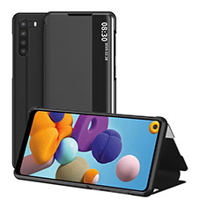Samsung Galaxy A21用手帳型 レザーケース スタンド カバー ZL2 サムスン ブラック