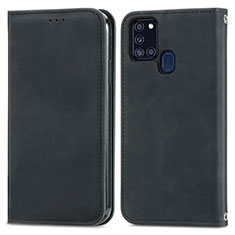 Samsung Galaxy A21s用手帳型 レザーケース スタンド カバー S04D サムスン ブラック
