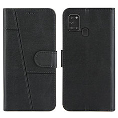Samsung Galaxy A21s用手帳型 レザーケース スタンド カバー Y01X サムスン ブラック