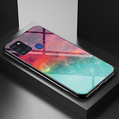 Samsung Galaxy A21s用ハイブリットバンパーケース プラスチック パターン 鏡面 カバー LS1 サムスン レッド