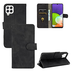 Samsung Galaxy A22 4G用手帳型 レザーケース スタンド カバー L03Z サムスン ブラック