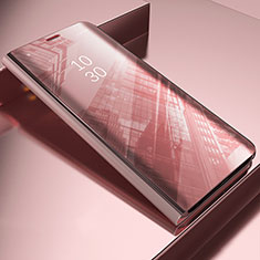 Samsung Galaxy A22 4G用手帳型 レザーケース スタンド 鏡面 カバー L04 サムスン ローズゴールド
