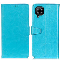 Samsung Galaxy A22 4G用手帳型 レザーケース スタンド カバー A06D サムスン ブルー