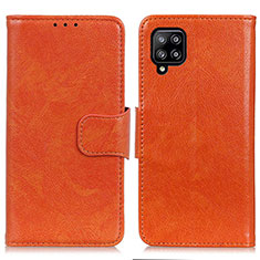 Samsung Galaxy A22 4G用手帳型 レザーケース スタンド カバー N05P サムスン オレンジ