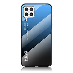 Samsung Galaxy A22 4G用ハイブリットバンパーケース プラスチック 鏡面 虹 グラデーション 勾配色 カバー LS1 サムスン ネイビー