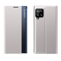 Samsung Galaxy A22 4G用手帳型 レザーケース スタンド カバー QH2 サムスン シルバー