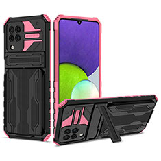 Samsung Galaxy A22 4G用ハイブリットバンパーケース スタンド プラスチック 兼シリコーン カバー YF1 サムスン ピンク