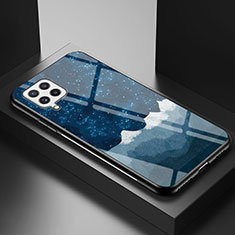 Samsung Galaxy A22 4G用ハイブリットバンパーケース プラスチック パターン 鏡面 カバー LS1 サムスン ネイビー