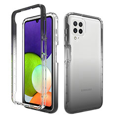 Samsung Galaxy A22 4G用前面と背面 360度 フルカバー 極薄ソフトケース シリコンケース 耐衝撃 全面保護 バンパー 勾配色 透明 サムスン ダークグレー