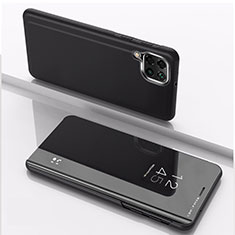 Samsung Galaxy A22 4G用手帳型 レザーケース スタンド 鏡面 カバー サムスン ブラック