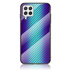 Samsung Galaxy A22 4G用ハイブリットバンパーケース プラスチック 鏡面 虹 グラデーション 勾配色 カバー LS2 サムスン ネイビー