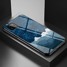 Samsung Galaxy A22 5G用ハイブリットバンパーケース プラスチック パターン 鏡面 カバー LS1 サムスン ネイビー
