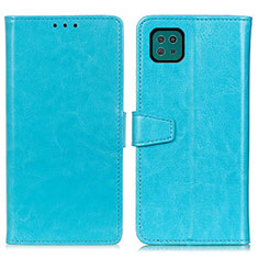 Samsung Galaxy A22 5G用手帳型 レザーケース スタンド カバー A06D サムスン ブルー