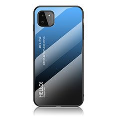 Samsung Galaxy A22 5G用ハイブリットバンパーケース プラスチック 鏡面 虹 グラデーション 勾配色 カバー LS1 サムスン ネイビー