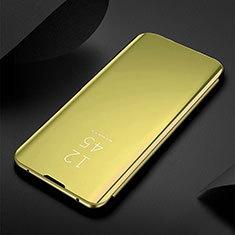 Samsung Galaxy A22 5G用手帳型 レザーケース スタンド 鏡面 カバー L01 サムスン ゴールド