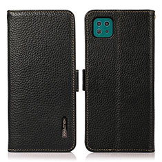 Samsung Galaxy A22 5G用手帳型 レザーケース スタンド カバー B03H サムスン ブラック