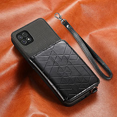Samsung Galaxy A22s 5G用極薄ソフトケース シリコンケース 耐衝撃 全面保護 マグネット式 バンパー S07D サムスン ブラック