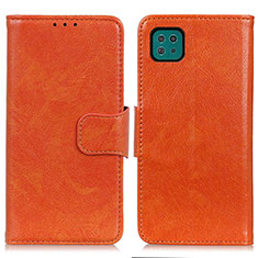 Samsung Galaxy A22s 5G用手帳型 レザーケース スタンド カバー N05P サムスン オレンジ