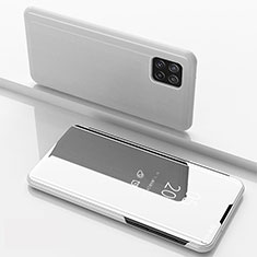 Samsung Galaxy A22s 5G用手帳型 レザーケース スタンド 鏡面 カバー L05 サムスン シルバー