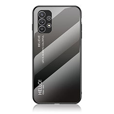 Samsung Galaxy A23 4G用ハイブリットバンパーケース プラスチック 鏡面 虹 グラデーション 勾配色 カバー LS1 サムスン ダークグレー