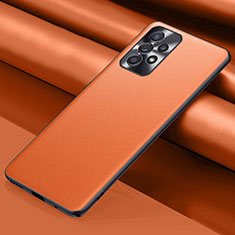Samsung Galaxy A23 4G用ケース 高級感 手触り良いレザー柄 QK1 サムスン オレンジ