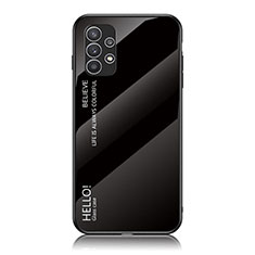 Samsung Galaxy A23 5G用ハイブリットバンパーケース プラスチック 鏡面 虹 グラデーション 勾配色 カバー LS1 サムスン ブラック