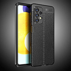 Samsung Galaxy A23 5G用シリコンケース ソフトタッチラバー レザー柄 カバー サムスン ブラック