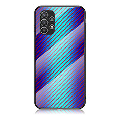 Samsung Galaxy A23 5G用ハイブリットバンパーケース プラスチック 鏡面 虹 グラデーション 勾配色 カバー LS2 サムスン ネイビー