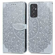 Samsung Galaxy A25 5G用手帳型 レザーケース スタンド パターン カバー S04D サムスン グレー