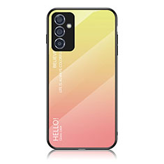 Samsung Galaxy A25 5G用ハイブリットバンパーケース プラスチック 鏡面 虹 グラデーション 勾配色 カバー LS1 サムスン イエロー