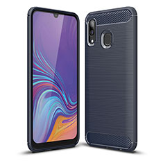 Samsung Galaxy A30用シリコンケース ソフトタッチラバー ライン カバー WL1 サムスン ネイビー