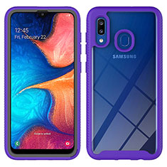 Samsung Galaxy A30用360度 フルカバー ハイブリットバンパーケース クリア透明 プラスチック カバー ZJ1 サムスン パープル