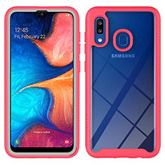 Samsung Galaxy A30用360度 フルカバー ハイブリットバンパーケース クリア透明 プラスチック カバー ZJ1 サムスン ローズレッド