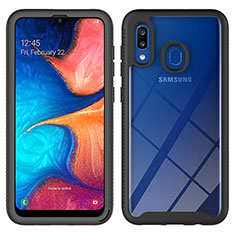 Samsung Galaxy A30用360度 フルカバー ハイブリットバンパーケース クリア透明 プラスチック カバー ZJ1 サムスン ブラック