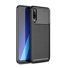 Samsung Galaxy A30S用シリコンケース ソフトタッチラバー ツイル カバー WL1 サムスン ブラック