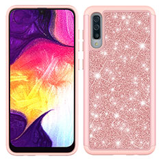 Samsung Galaxy A30S用ハイブリットバンパーケース ブリンブリン カバー 前面と背面 360度 フル JX1 サムスン ローズゴールド