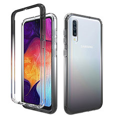 Samsung Galaxy A30S用前面と背面 360度 フルカバー 極薄ソフトケース シリコンケース 耐衝撃 全面保護 バンパー 勾配色 透明 サムスン ダークグレー