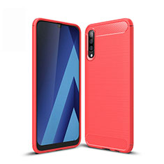 Samsung Galaxy A30S用シリコンケース ソフトタッチラバー ライン カバー サムスン レッド