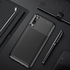 Samsung Galaxy A30S用シリコンケース ソフトタッチラバー ツイル カバー サムスン ブラック