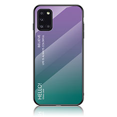Samsung Galaxy A31用ハイブリットバンパーケース プラスチック 鏡面 虹 グラデーション 勾配色 カバー LS1 サムスン マルチカラー