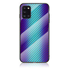 Samsung Galaxy A31用ハイブリットバンパーケース プラスチック 鏡面 虹 グラデーション 勾配色 カバー LS2 サムスン ネイビー