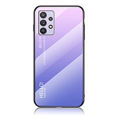 Samsung Galaxy A32 5G用ハイブリットバンパーケース プラスチック 鏡面 虹 グラデーション 勾配色 カバー LS1 サムスン ラベンダー