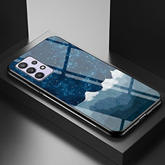 Samsung Galaxy A32 5G用ハイブリットバンパーケース プラスチック パターン 鏡面 カバー LS1 サムスン ネイビー