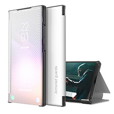 Samsung Galaxy A32 5G用手帳型 レザーケース スタンド カバー ZL1 サムスン シルバー
