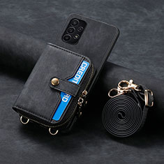 Samsung Galaxy A32 5G用シリコンケース ソフトタッチラバー レザー柄 カバー SD1 サムスン ブラック